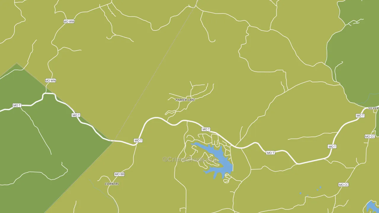Parker Lake, MO Map of Robbery Rates