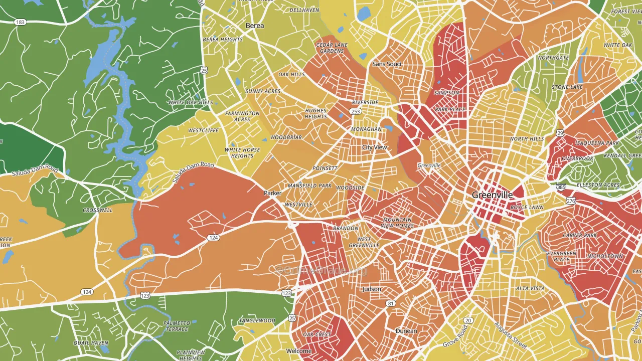 Parker, SC Map of Robbery Rates