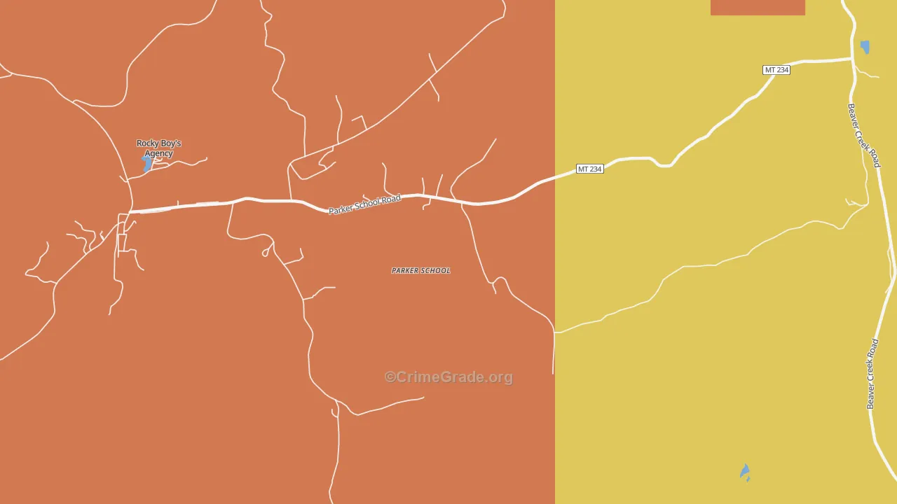 Parker School, MT Map of Robbery Rates