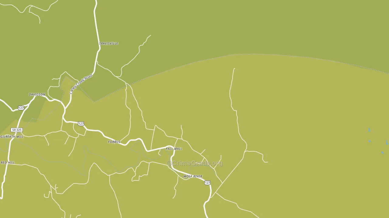 Parker, TN Map of Robbery Rates