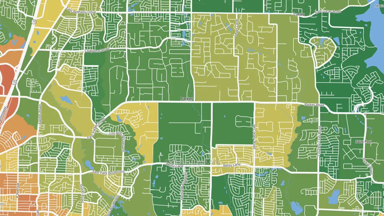 Parker, TX Map of Robbery Rates