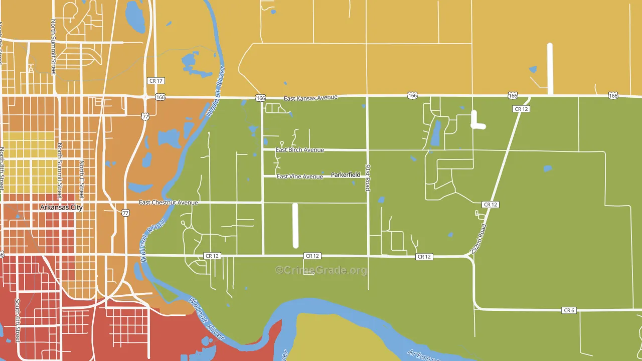 Parkerfield, KS Map of Robbery Rates