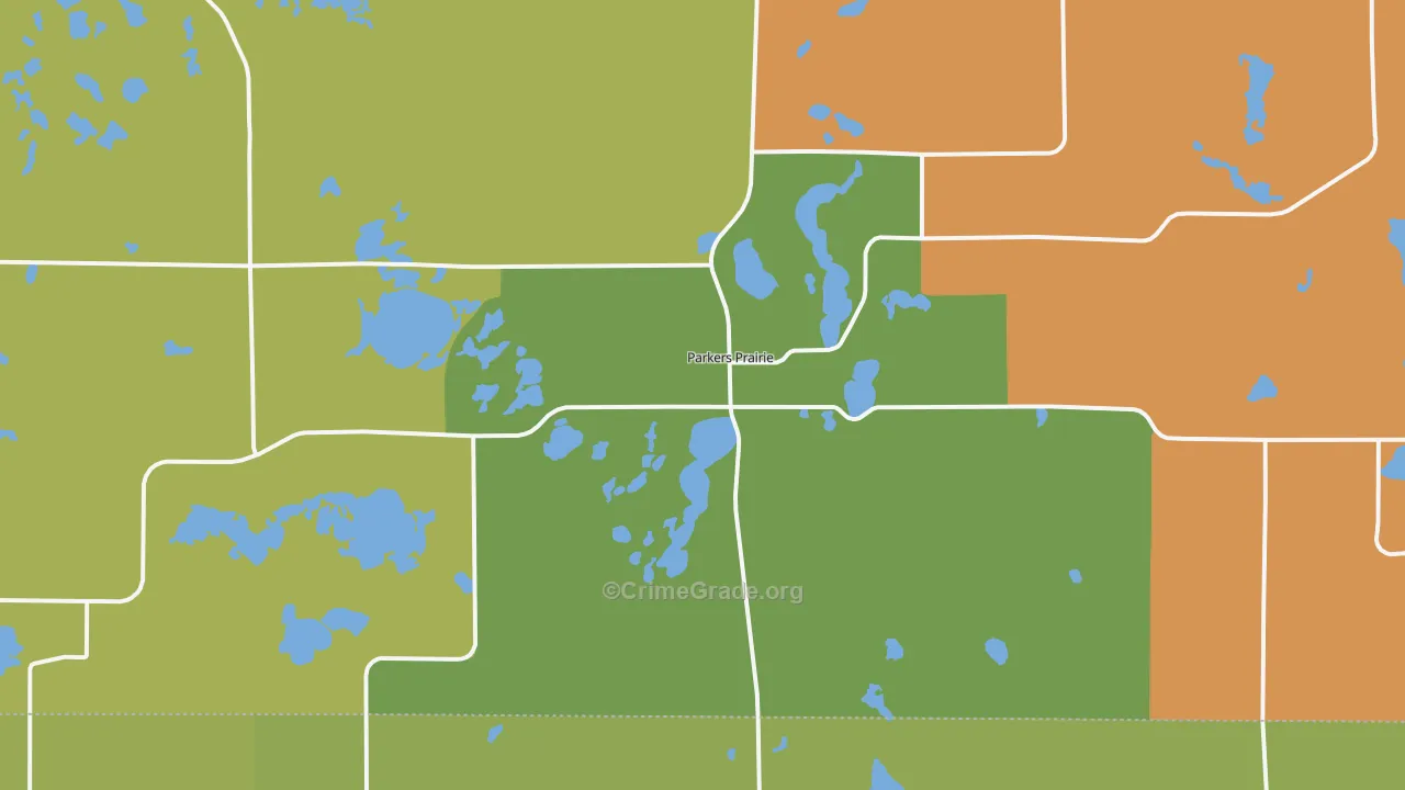Parkers Prairie, MN Map of Robbery Rates