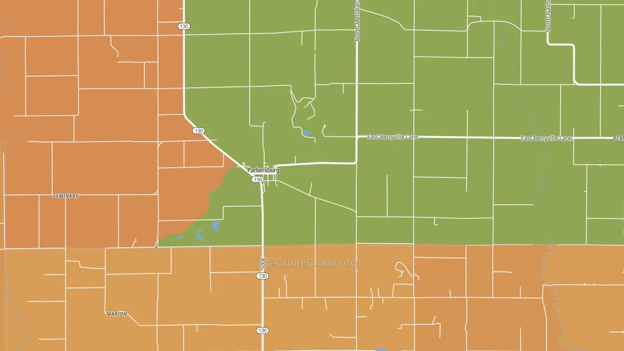 Parkersburg, IL Map of Robbery Rates