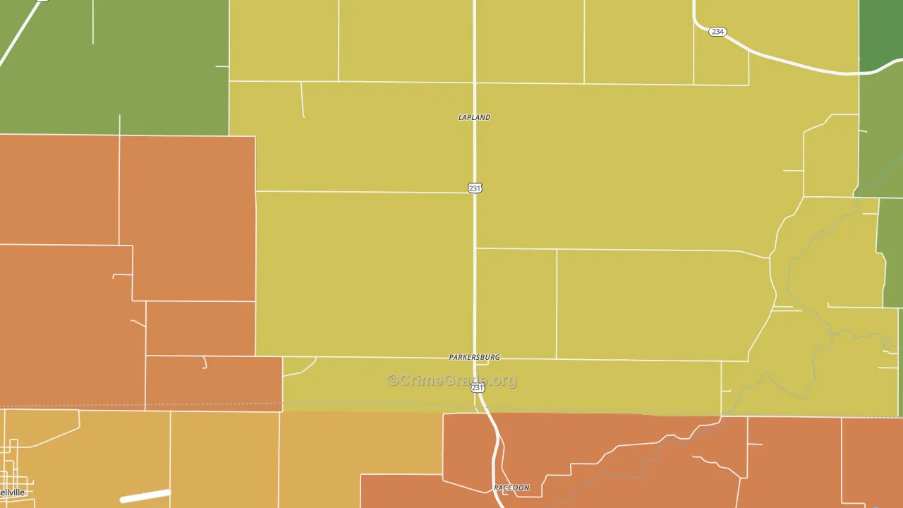 Parkersburg, IN Map of Robbery Rates