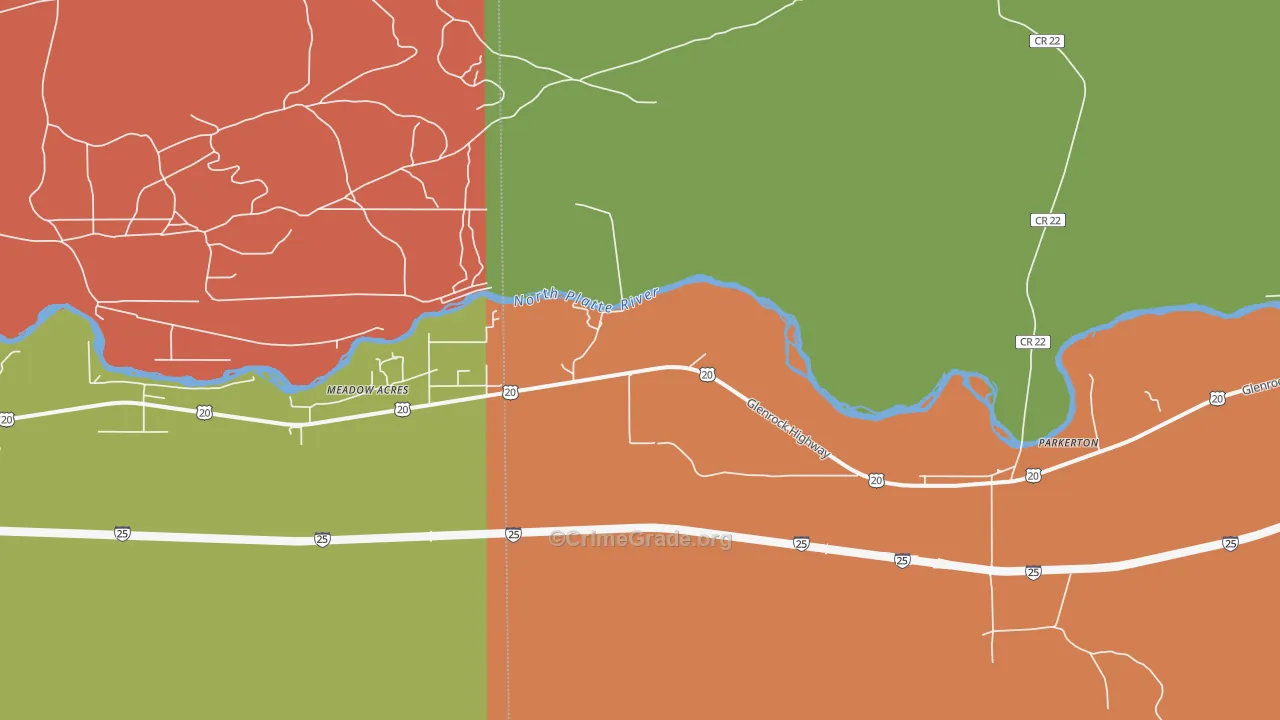 Parkerton, WY Map of Robbery Rates
