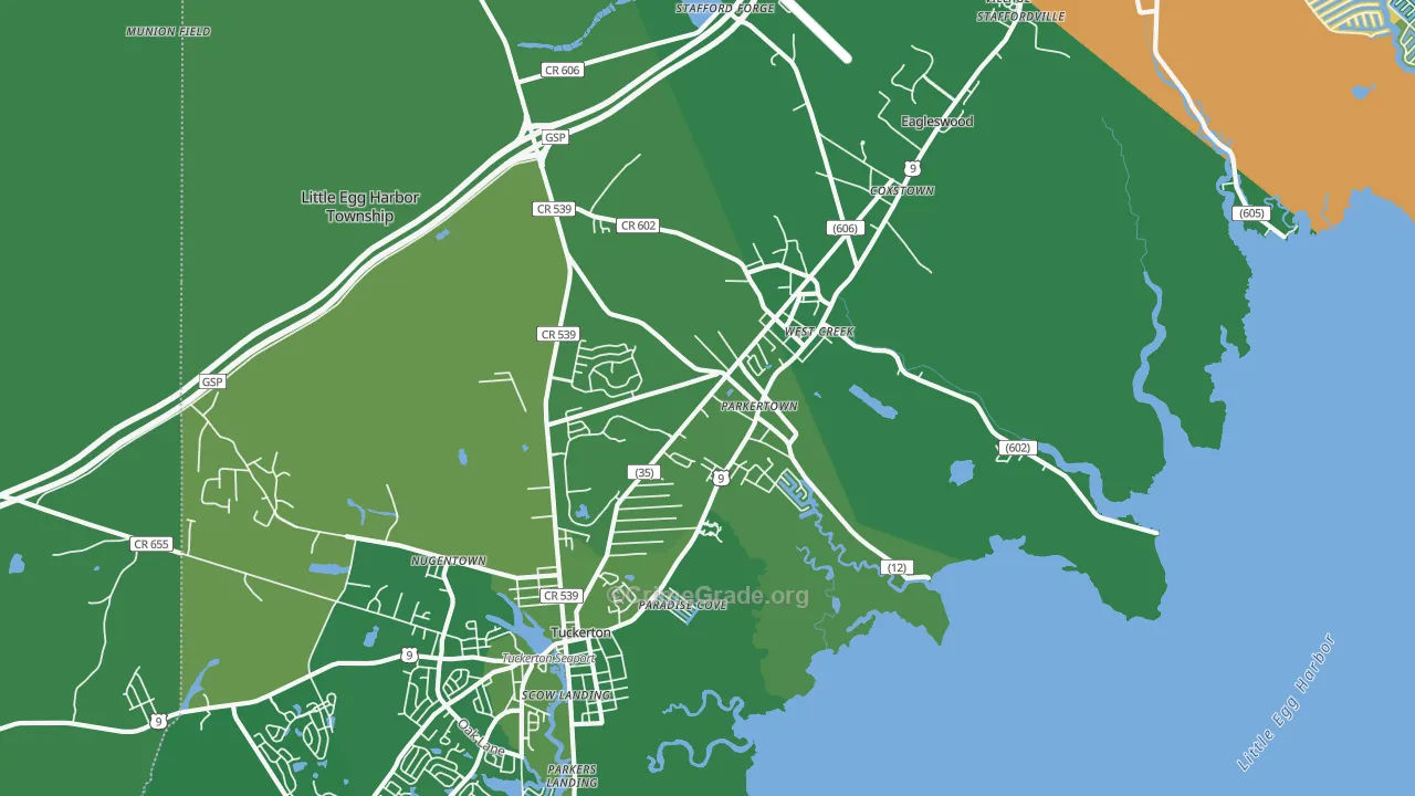 Parkertown, NJ Map of Robbery Rates