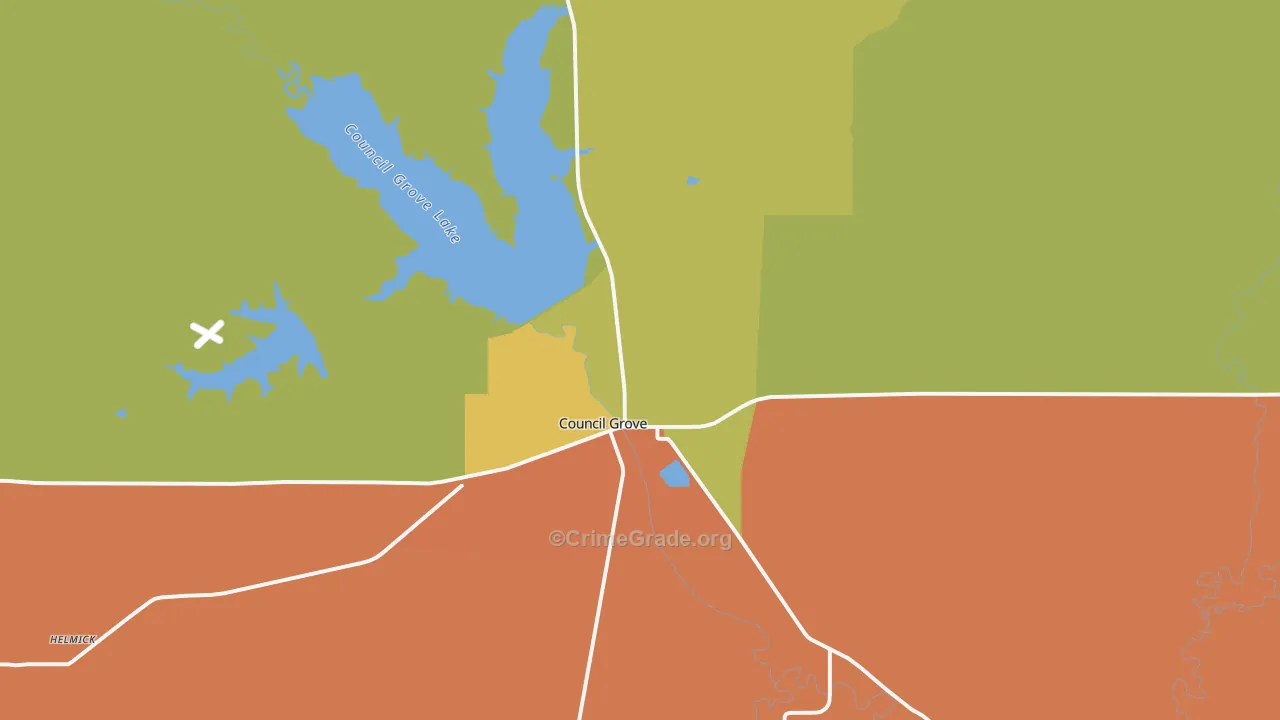 Parkerville, KS Map of Robbery Rates