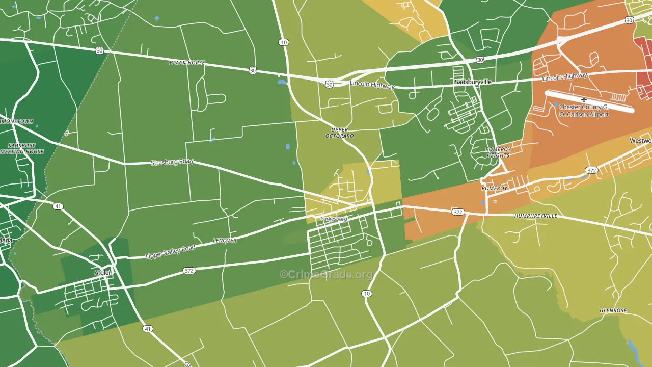 Parkesburg, PA Map of Robbery Rates