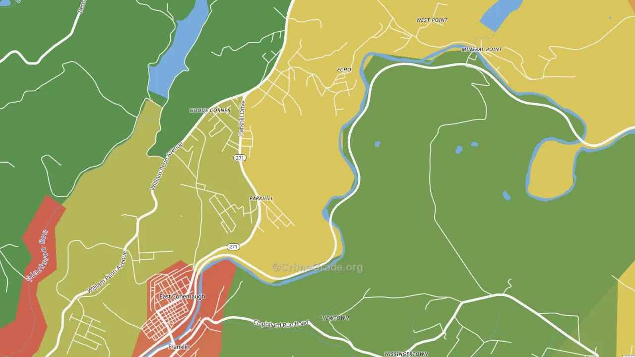 Parkhill, PA Map of Robbery Rates