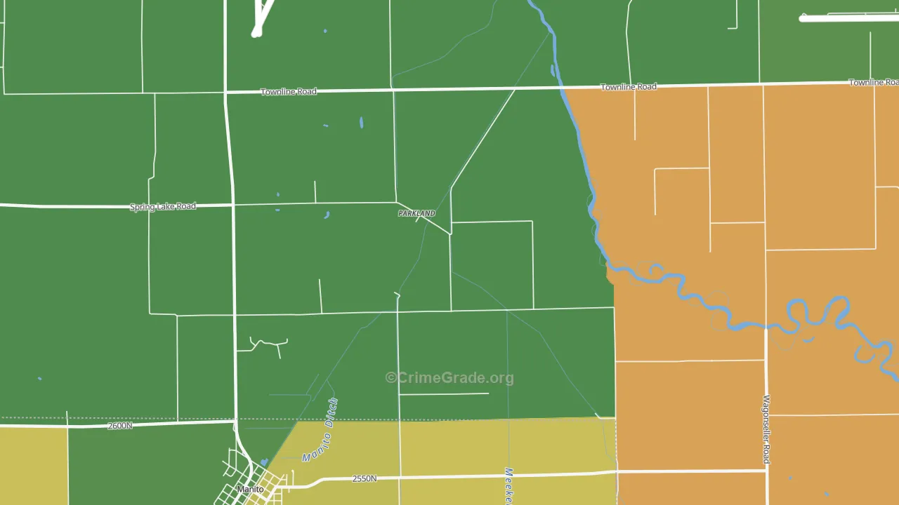 Parkland, IL Map of Robbery Rates
