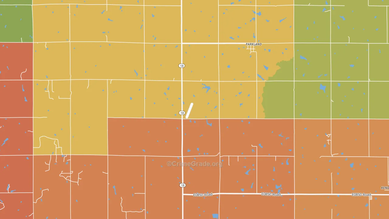 Parkland, OK Map of Robbery Rates