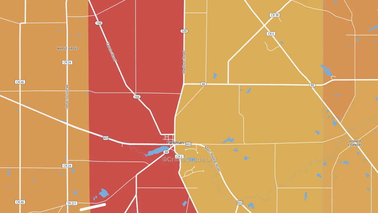 Parkman, OH Map of Robbery Rates