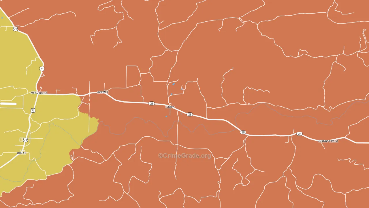 Parks, AR Map of Robbery Rates