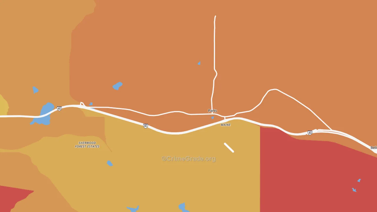 Parks, AZ Map of Robbery Rates