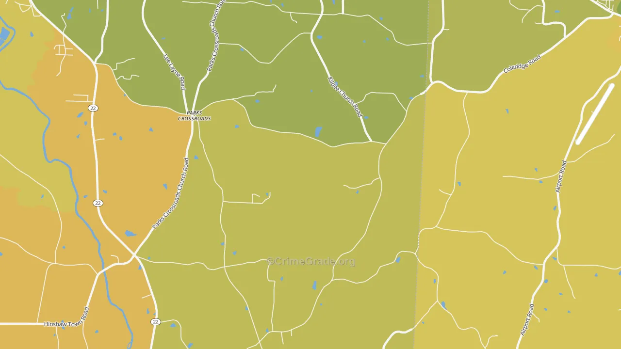 Parks Crossroads, NC Map of Robbery Rates