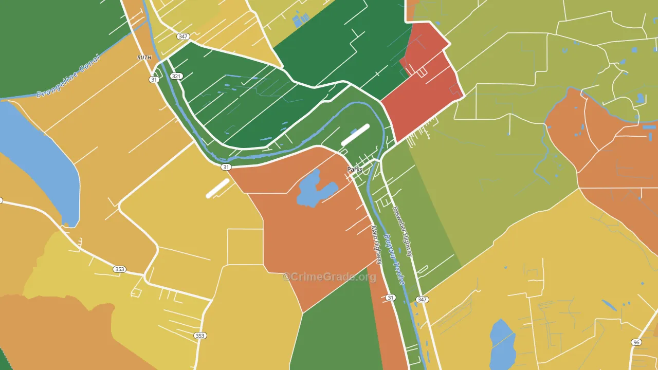 Parks, LA Map of Robbery Rates