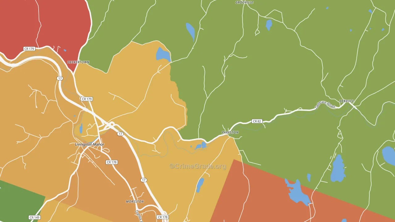 Parkston, NY Map of Robbery Rates