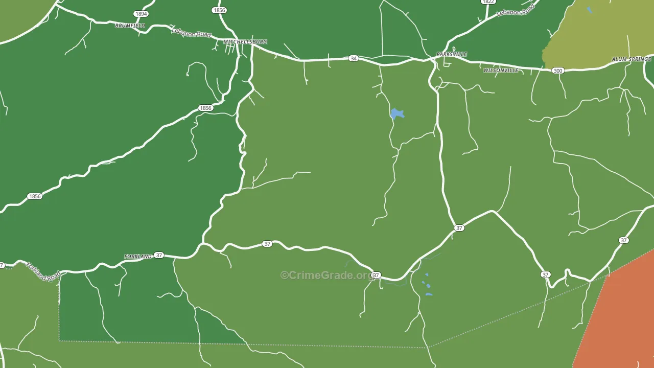 Parksville, KY Map of Robbery Rates