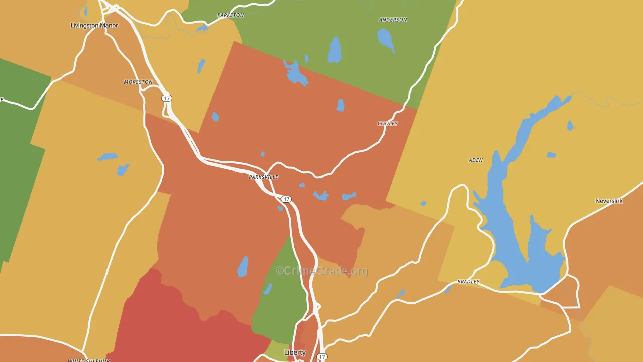 Parksville, NY Map of Robbery Rates