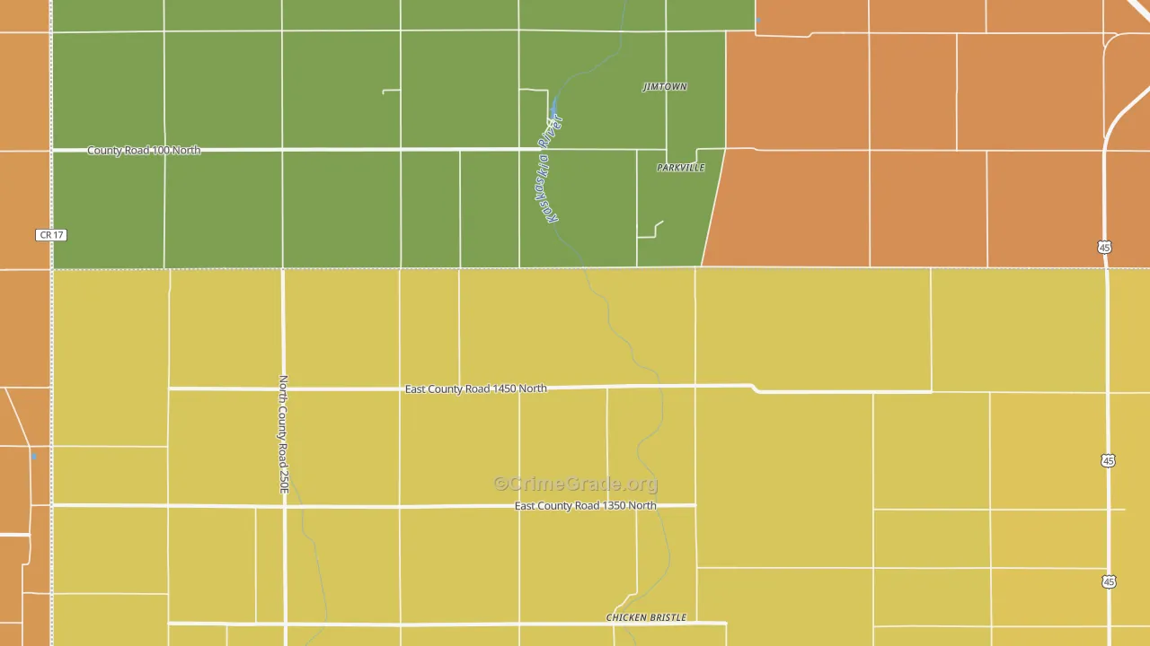 Parkville, IL Map of Robbery Rates