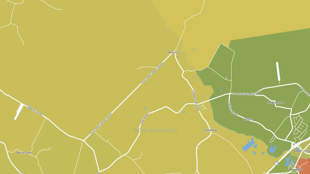 Parkville, NC Map of Robbery Rates