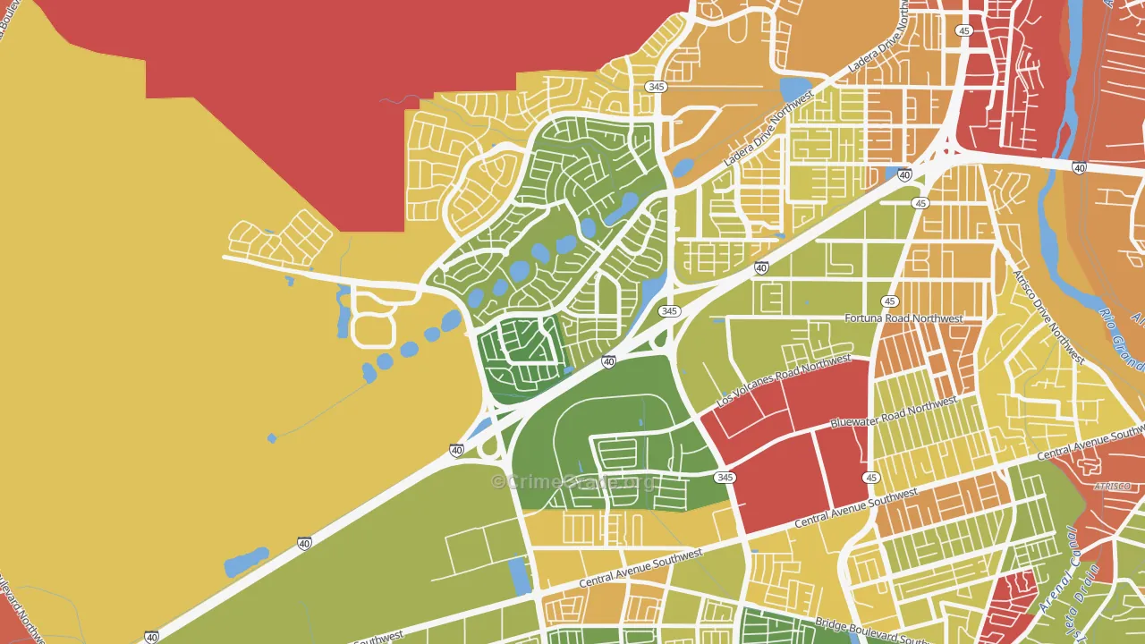 Parkway, Albuquerque, NM Map of Robbery Rates