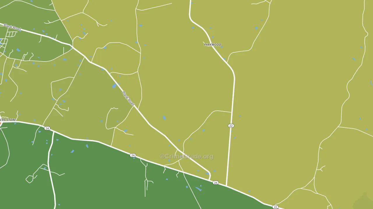Parkwood, NC Map of Robbery Rates