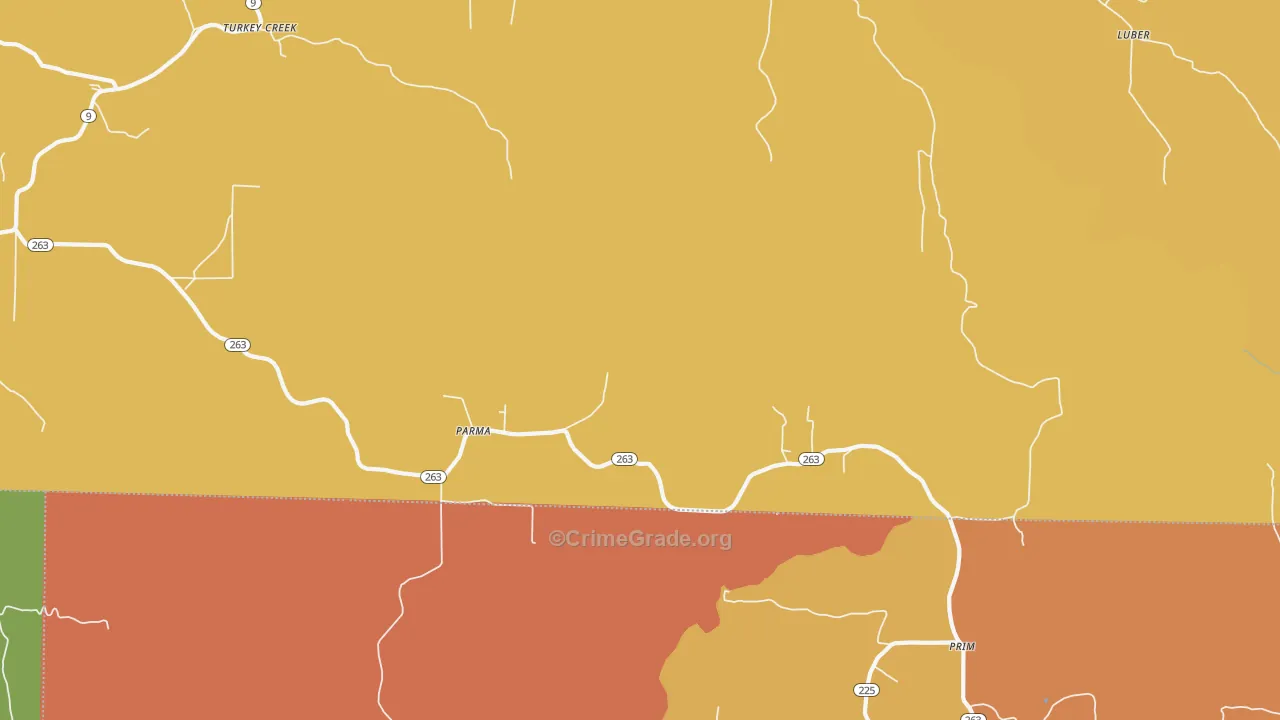 Parma, AR Map of Robbery Rates