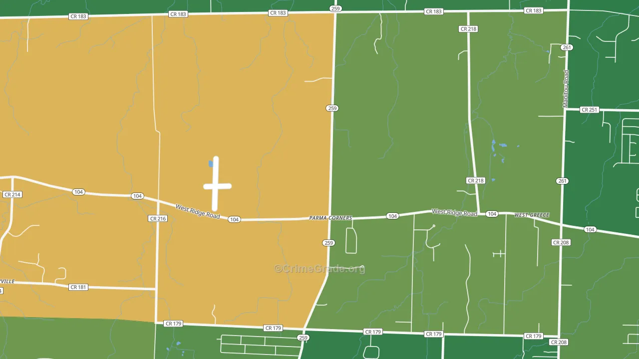 Parma Corners, NY Map of Robbery Rates