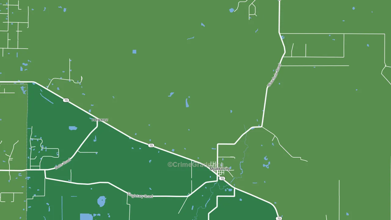 Parmalee, FL Map of Robbery Rates