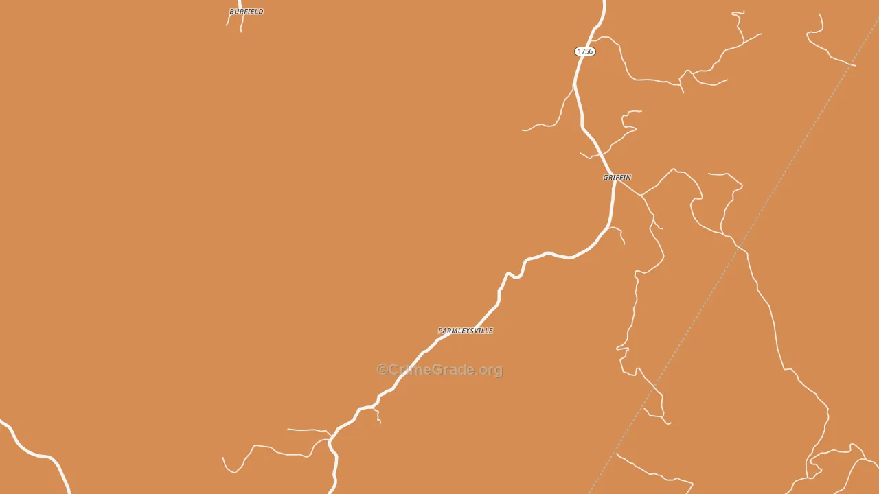 Parmleysville, KY Map of Robbery Rates