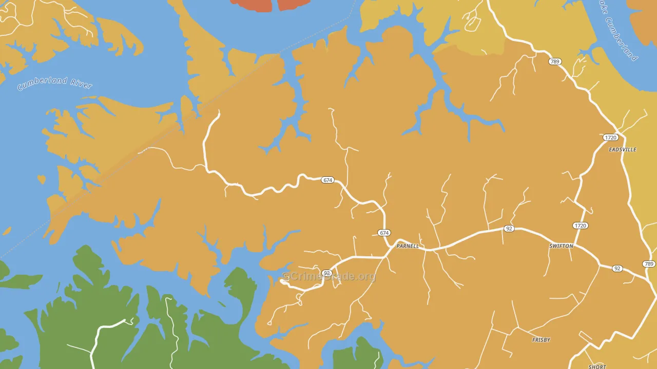 Parnell, KY Map of Robbery Rates