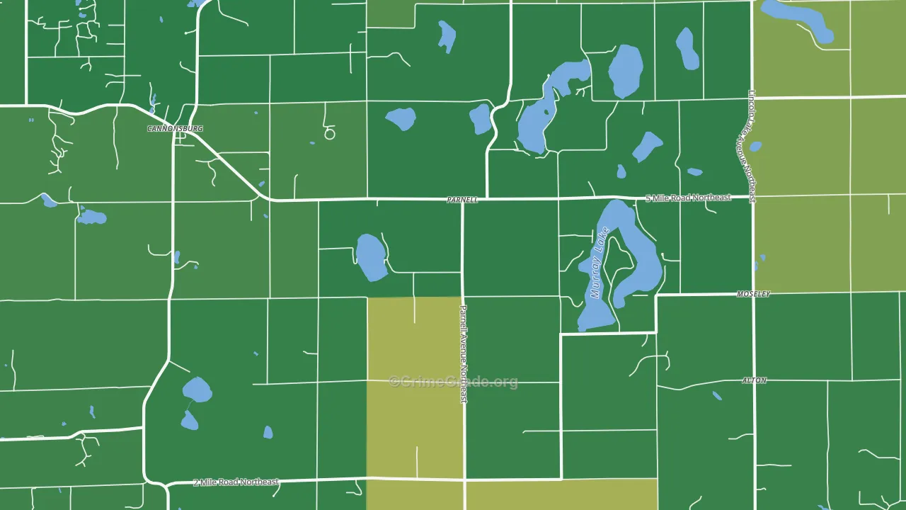 Parnell, MI Map of Robbery Rates