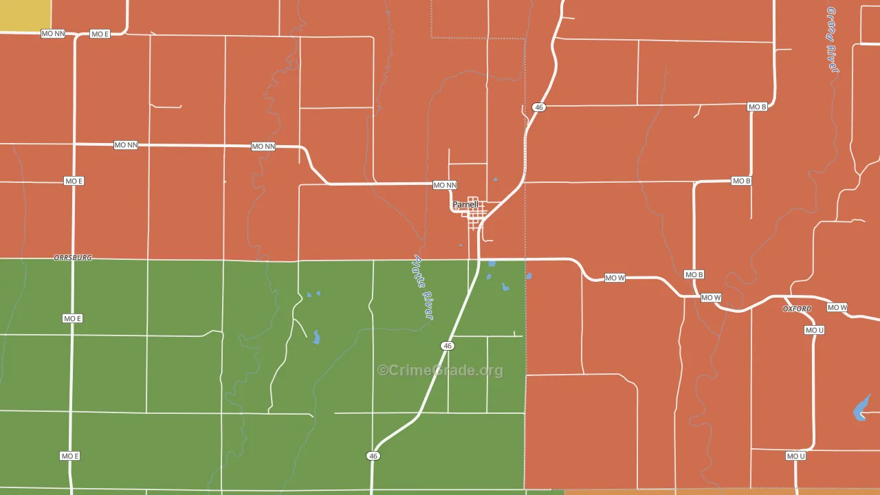 Parnell, MO Map of Robbery Rates