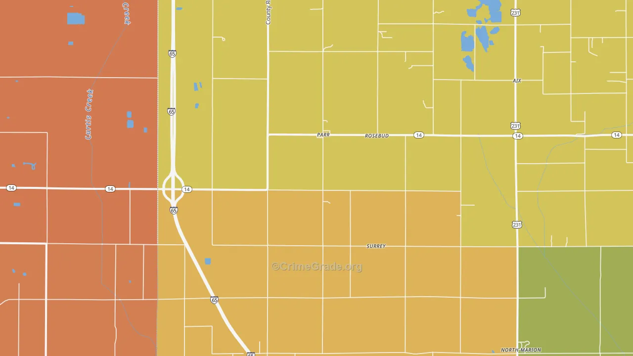 Parr, IN Map of Robbery Rates