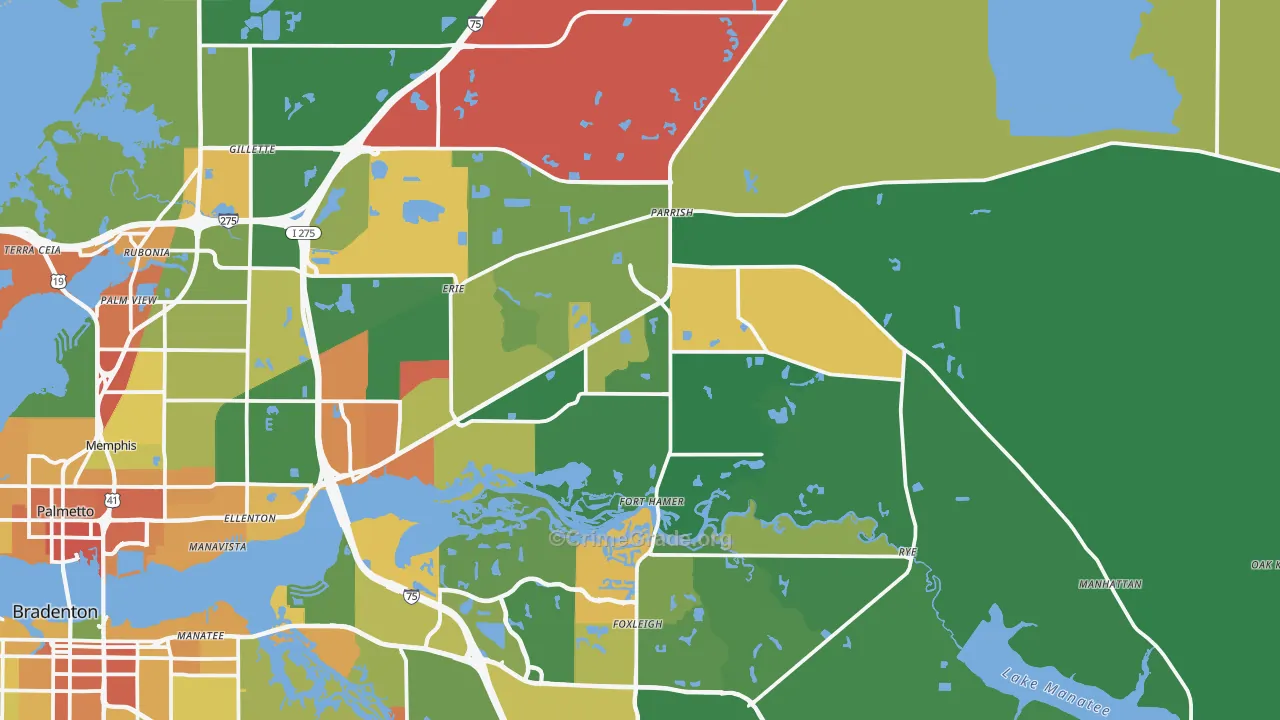 Parrish, FL Map of Robbery Rates