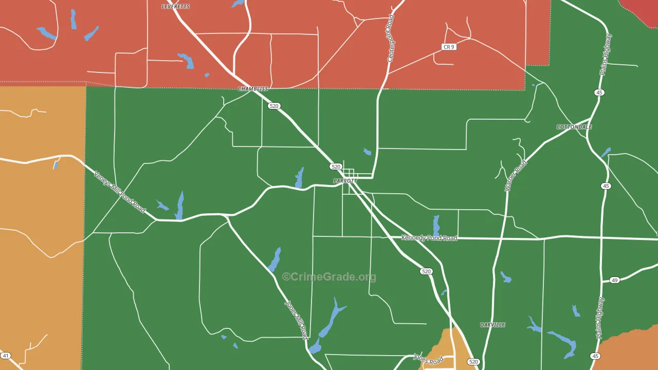 Parrott, GA Map of Robbery Rates