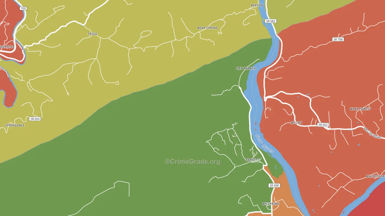 Parrott, VA Map of Robbery Rates