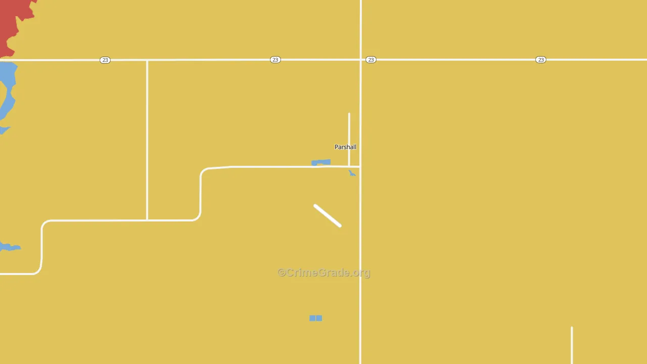 Parshall, ND Map of Robbery Rates
