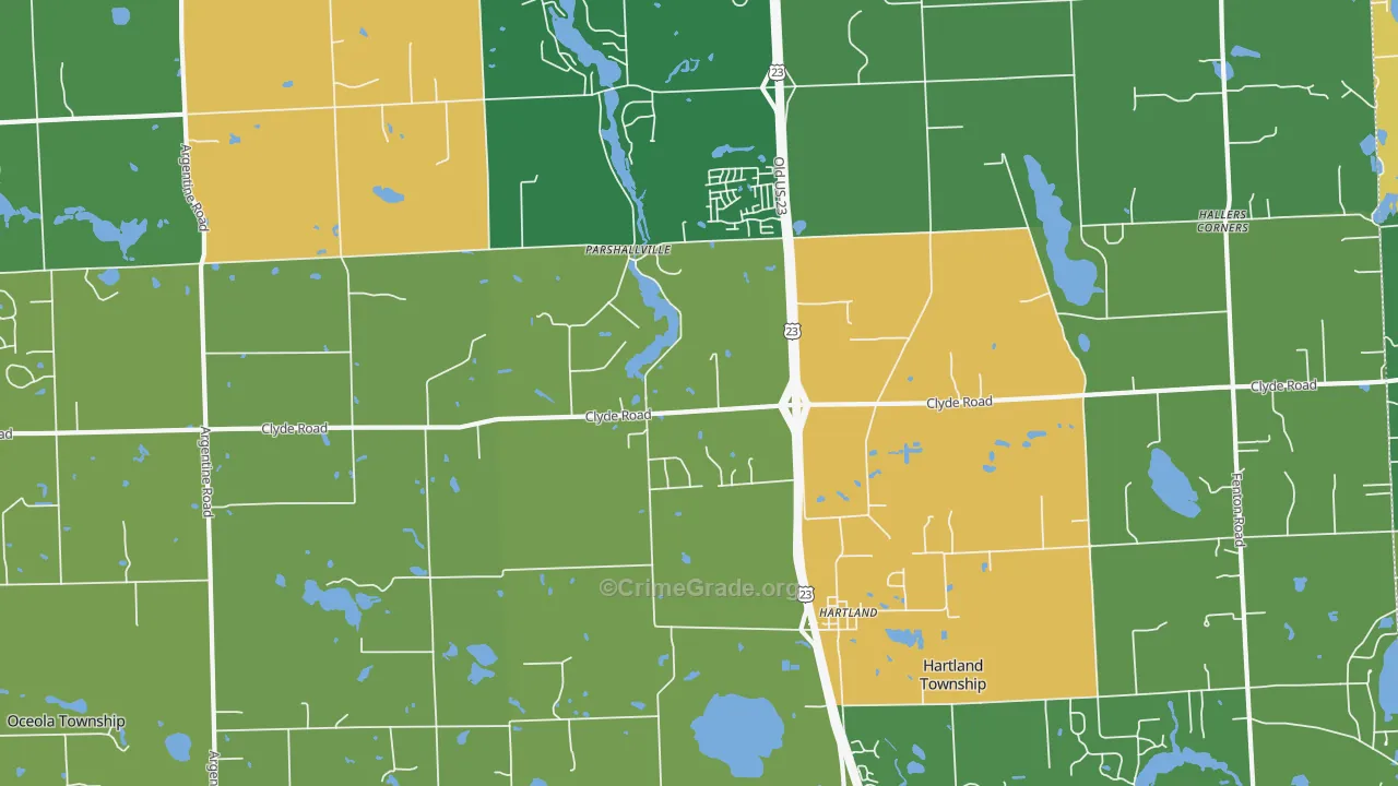 Parshallville, MI Map of Robbery Rates