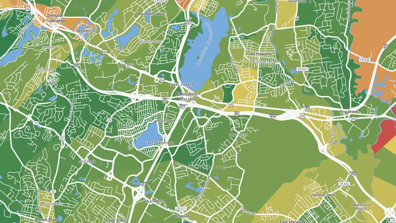 Parsippany, NJ Map of Robbery Rates