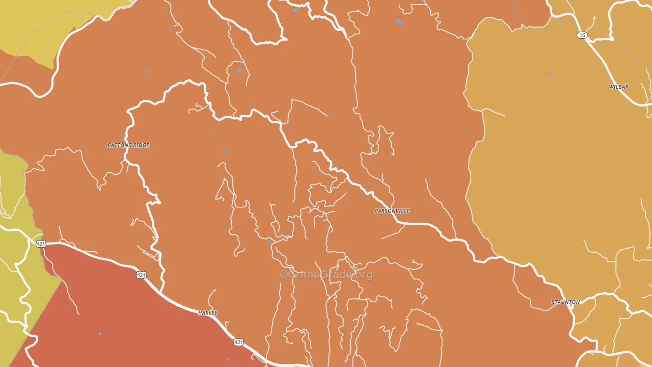 Parsonville, NC Map of Robbery Rates