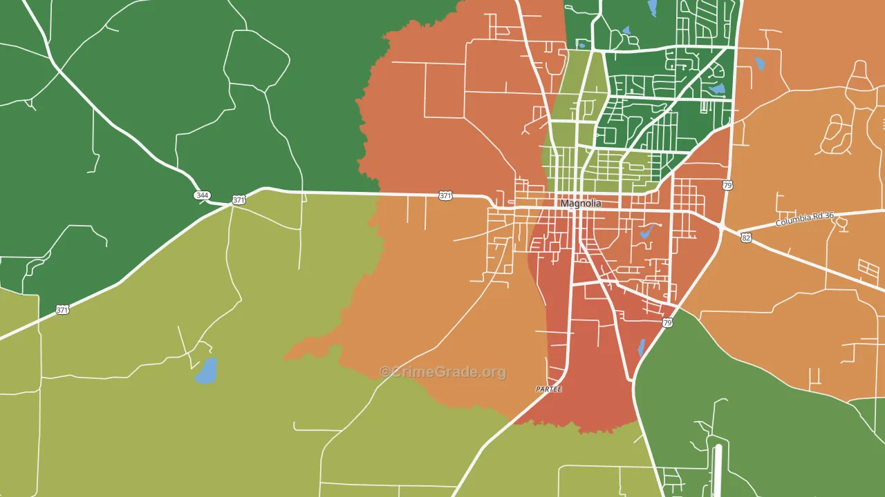 Partee, AR Map of Robbery Rates