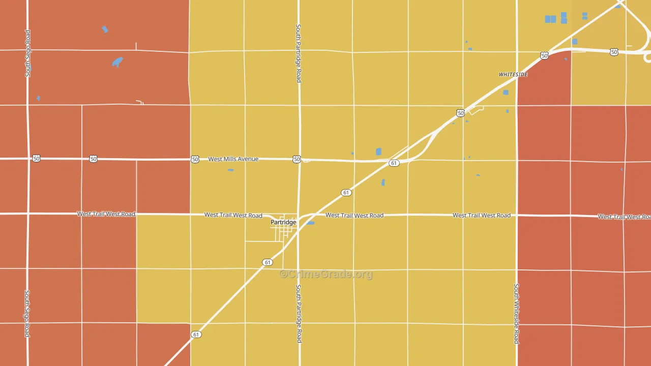 Partridge, KS Map of Robbery Rates