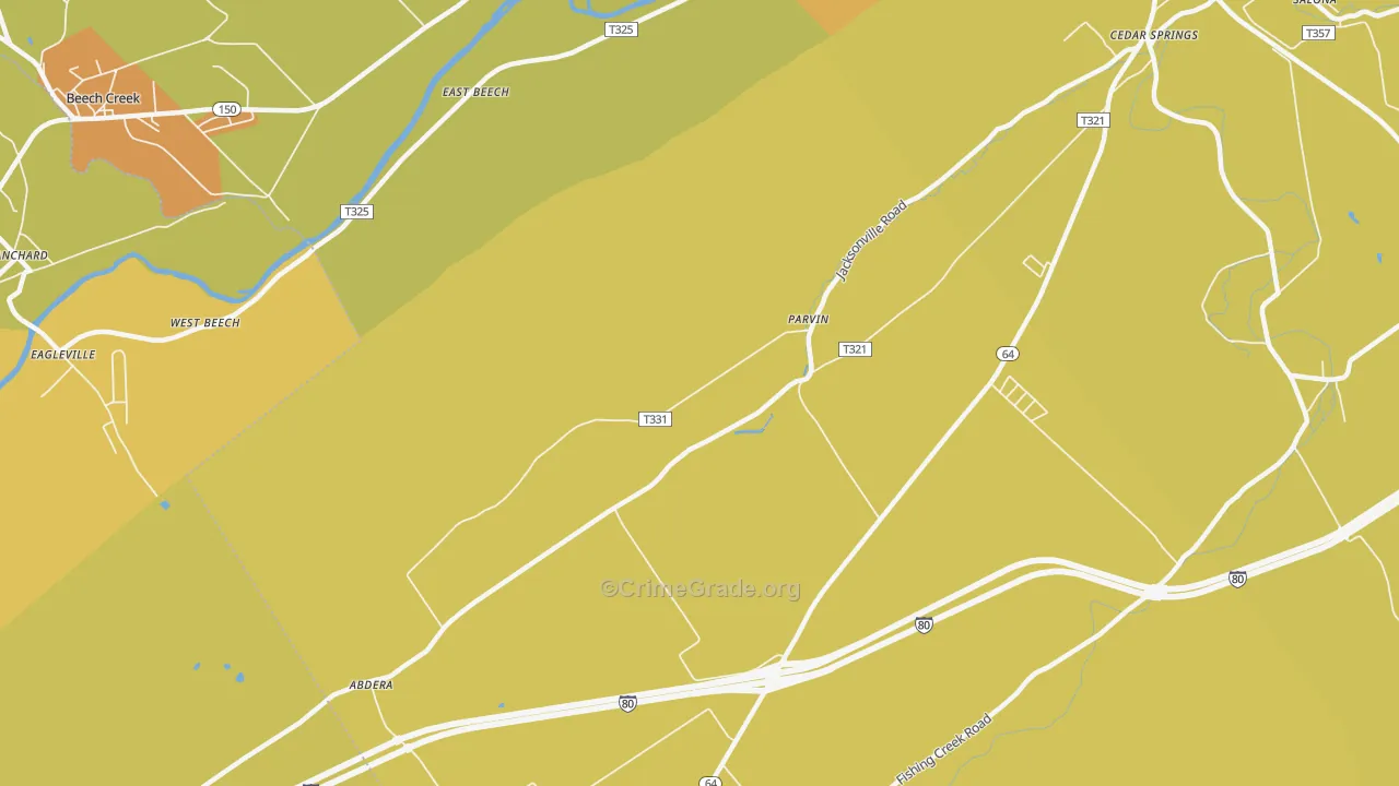 Parvin, PA Map of Robbery Rates