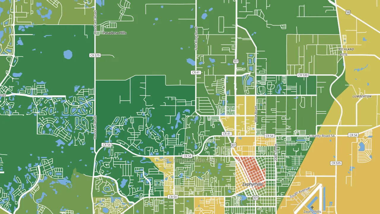 Pasadena Hills, FL Map of Robbery Rates