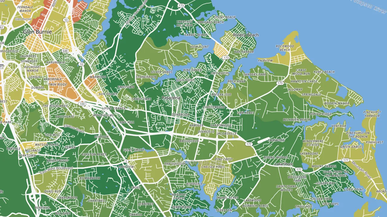 Pasadena, MD Map of Robbery Rates