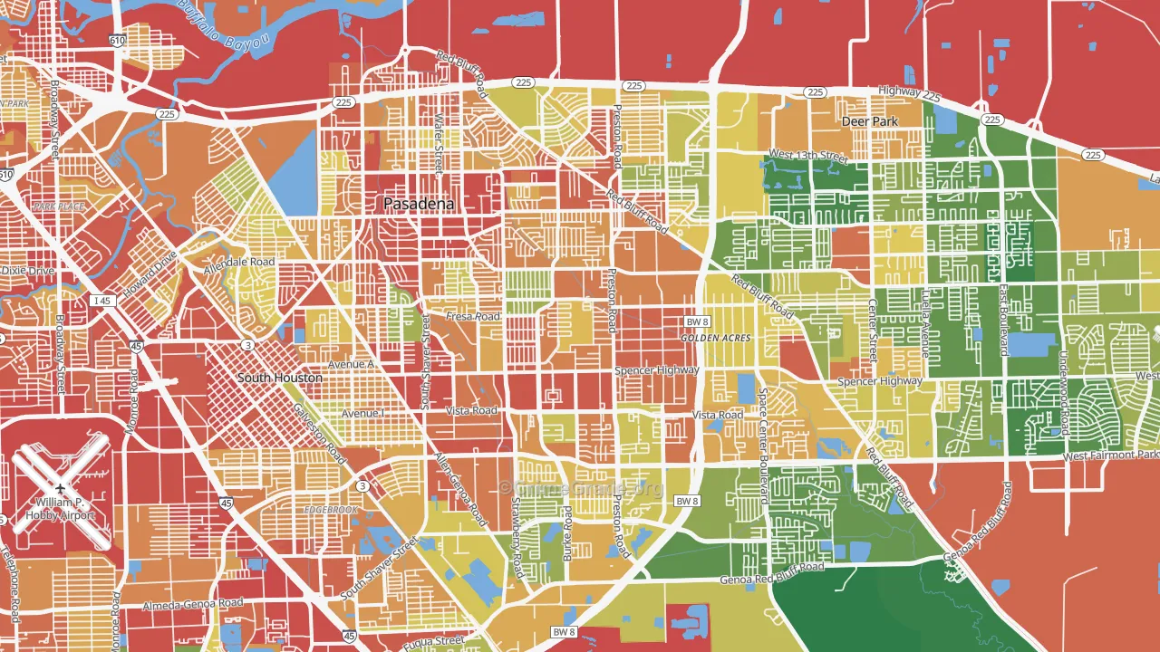 Pasadena, TX Map of Robbery Rates