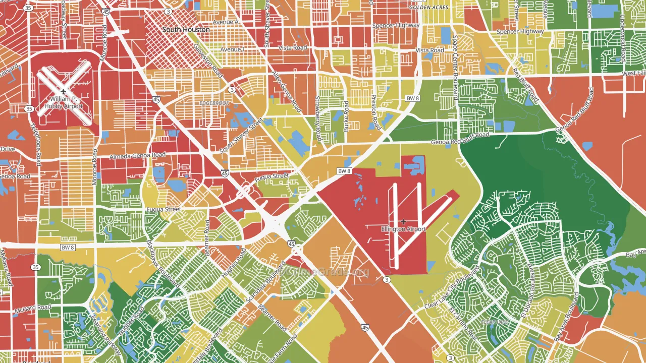 Pasadina, Houston, TX Map of Robbery Rates
